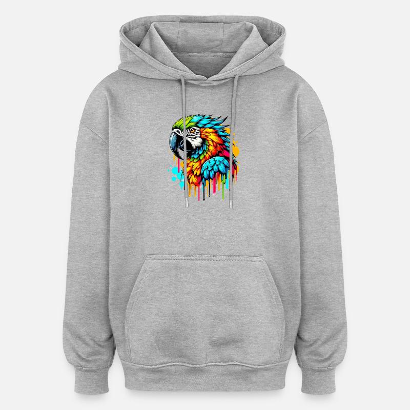 Perroquet - Sweat à capuche oversize unisexe - gris chiné