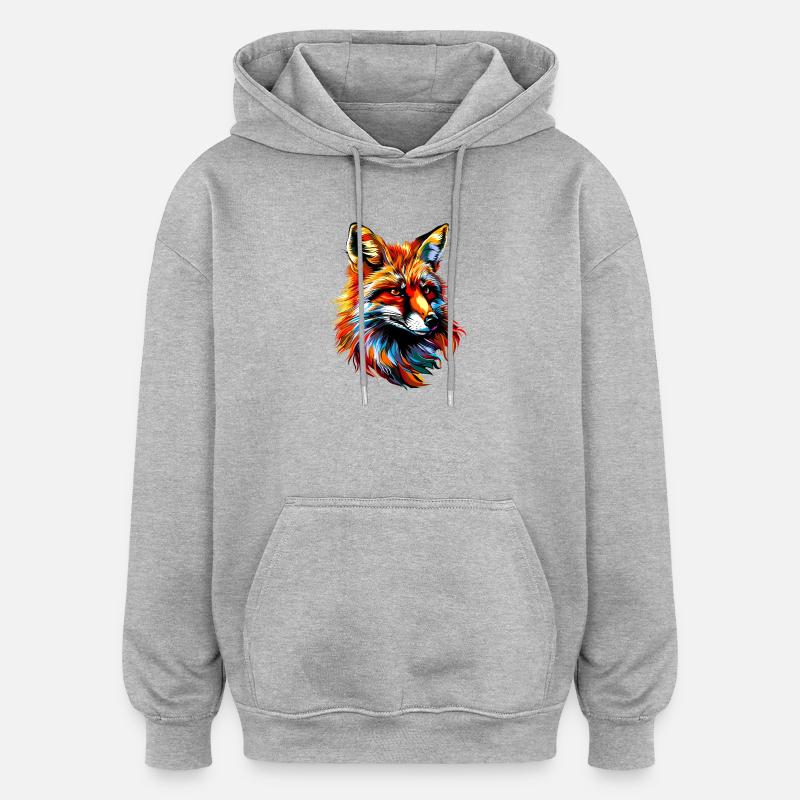 Fox Pop Art Farverige Fox Lover Red Fox Fox Foxes - Oversize unisex hoodie - grå meleret