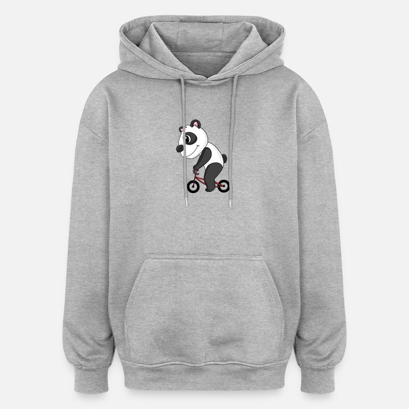Vélo Panda - Sweat à capuche oversize unisexe - gris chiné