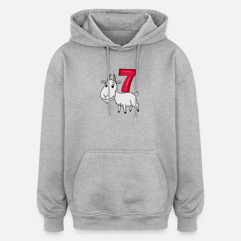 Motif 7e anniversaire Chèvre - Sept ans - Sweat à capuche oversize unisexe - gris chiné