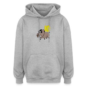 10. Geburtstag Motiv Wildschwein - zehn Jahre alt - Oversized Unisex Hoodie - Grau meliert - Vorne - Noah (186cm)
