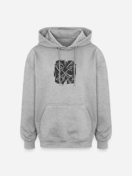 v8 abstract engine illustration musclecar tuning - Oversized Unisex Hoodie - heather grey
