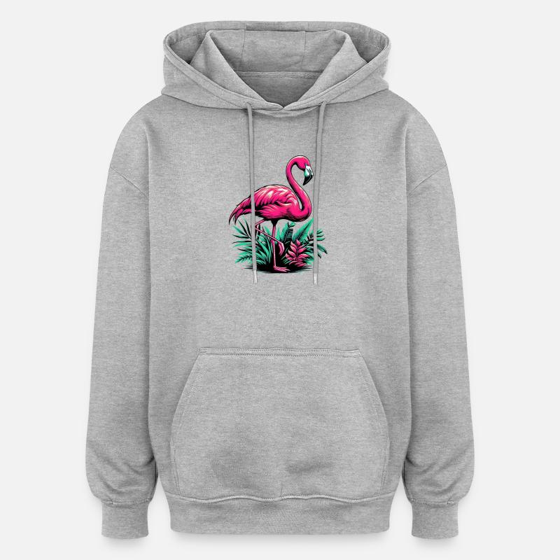 Flamant - Sweat à capuche oversize unisexe - gris chiné
