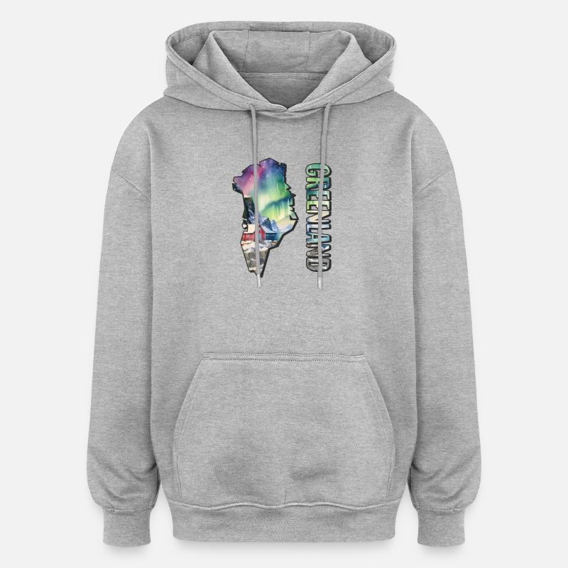 Carte à l’aquarelle Groenland - Sweat à capuche oversize unisexe - gris chiné