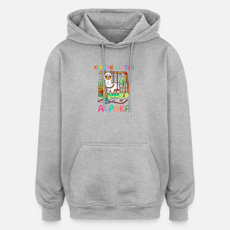 Söt barnkammare alpacka barn gåva - Oversized luvtröja unisex - gråmelerad