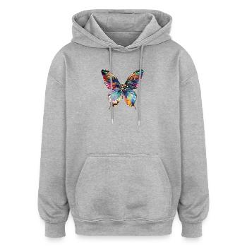 Schmetterling Flügel Bunt Butterfly Schmetterlinge - Oversized Unisex Hoodie - Grau meliert - Vorne - Noah (186cm)