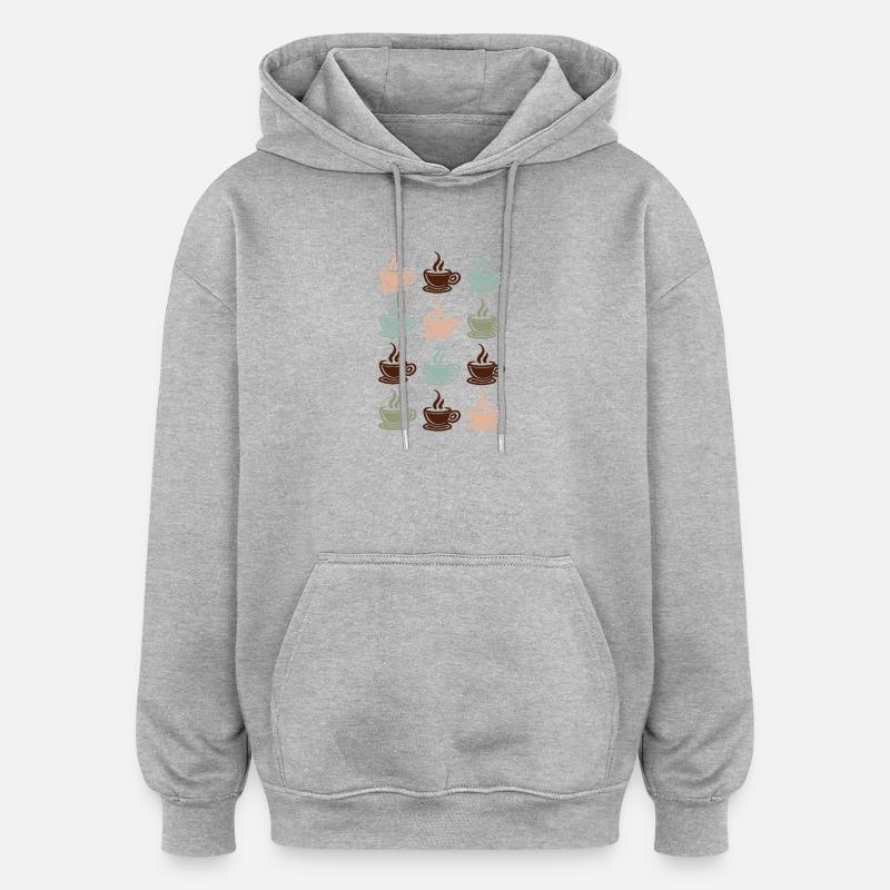 Kaffee - Oversized Unisex Hoodie - Grau meliert