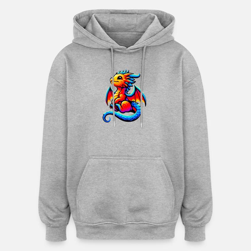 Dragon - Sweat à capuche oversize unisexe - gris chiné