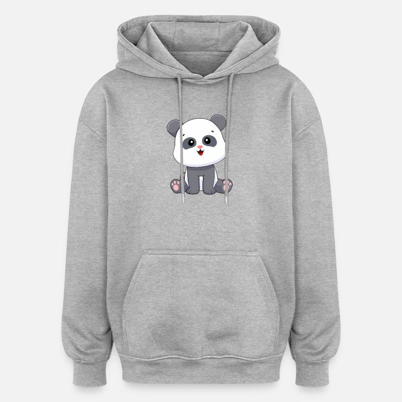 Panda Panda Ours - Sweat à capuche oversize unisexe - gris chiné