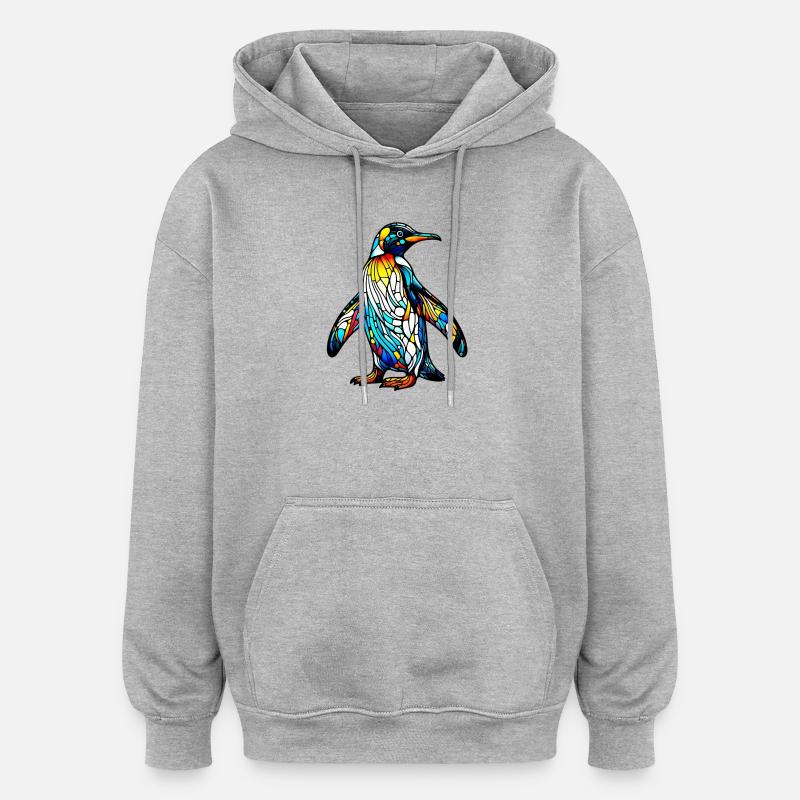 Pinguin - Oversized Unisex Hoodie - Grau meliert