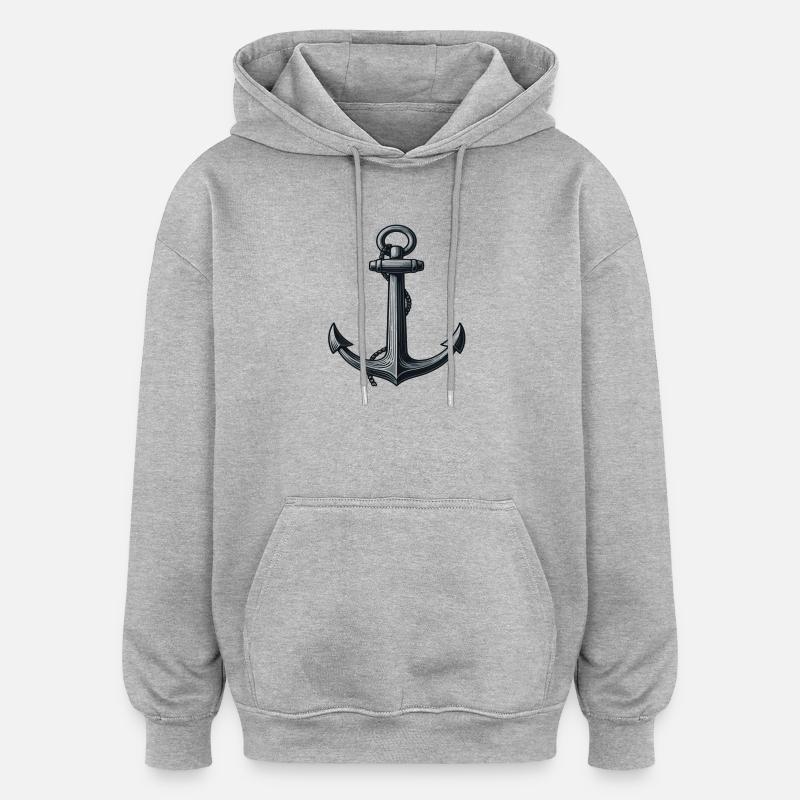 Conception d’ancre maritime pour les aventuriers - Sweat à capuche oversize unisexe - gris chiné