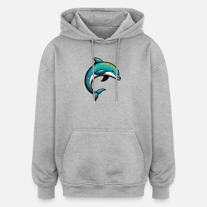 Dauphin - Sweat à capuche oversize unisexe - gris chiné