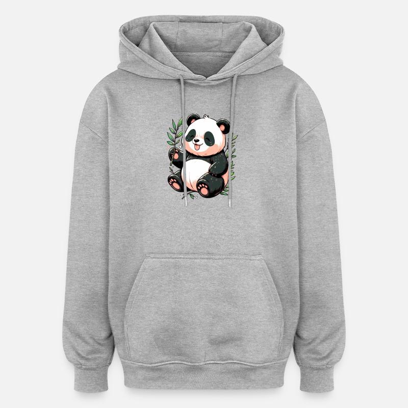 Panda - Sweat à capuche oversize unisexe - gris chiné