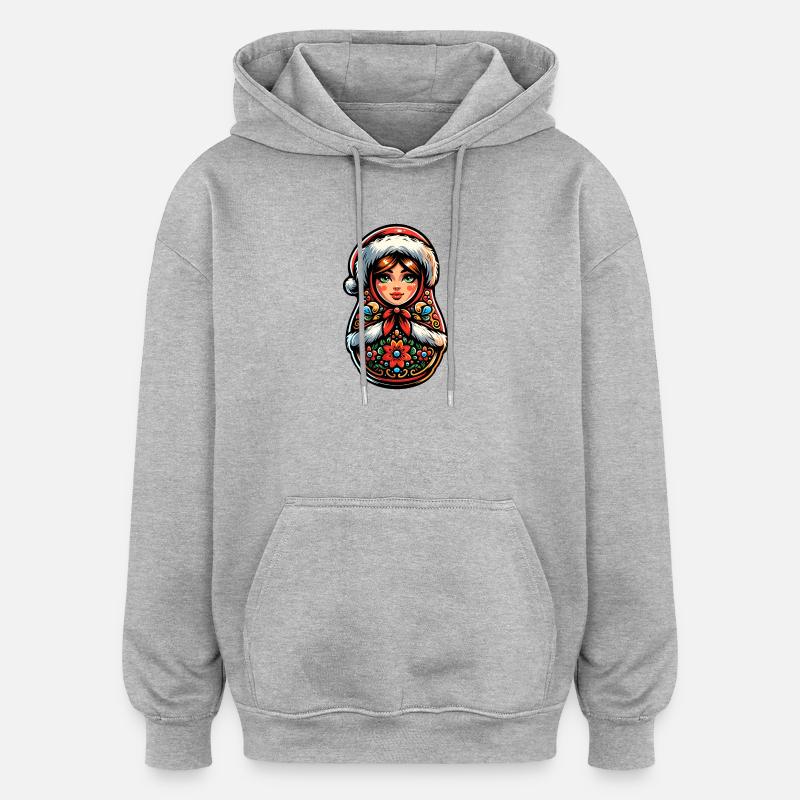 Matriochka russe Noël Russie - Sweat à capuche oversize unisexe - gris chiné