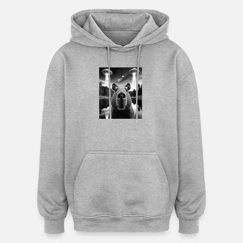 Alien Visuals and Mysterious Bison - Oversized Unisex Hoodie - heather grey