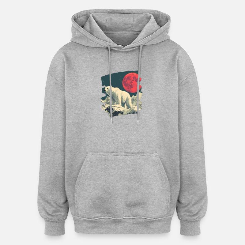 Eisiger Bär - Oversized Unisex Hoodie - Grau meliert
