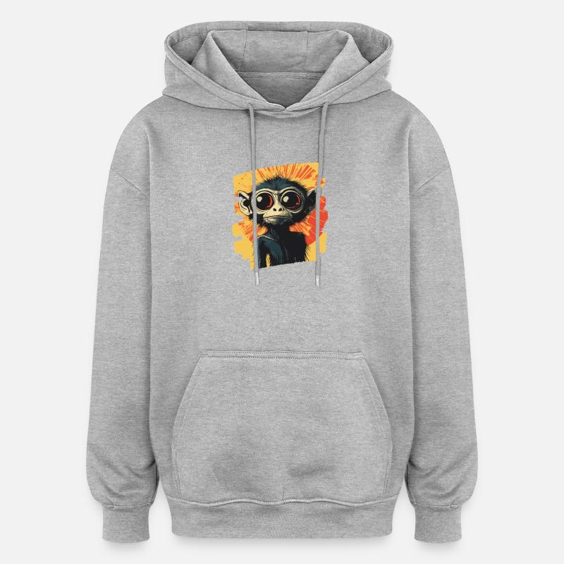 Singe araignée rétro - Sweat à capuche oversize unisexe - gris chiné