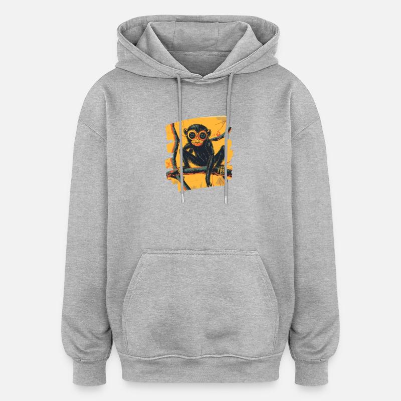 Singe araignée rétro - Sweat à capuche oversize unisexe - gris chiné