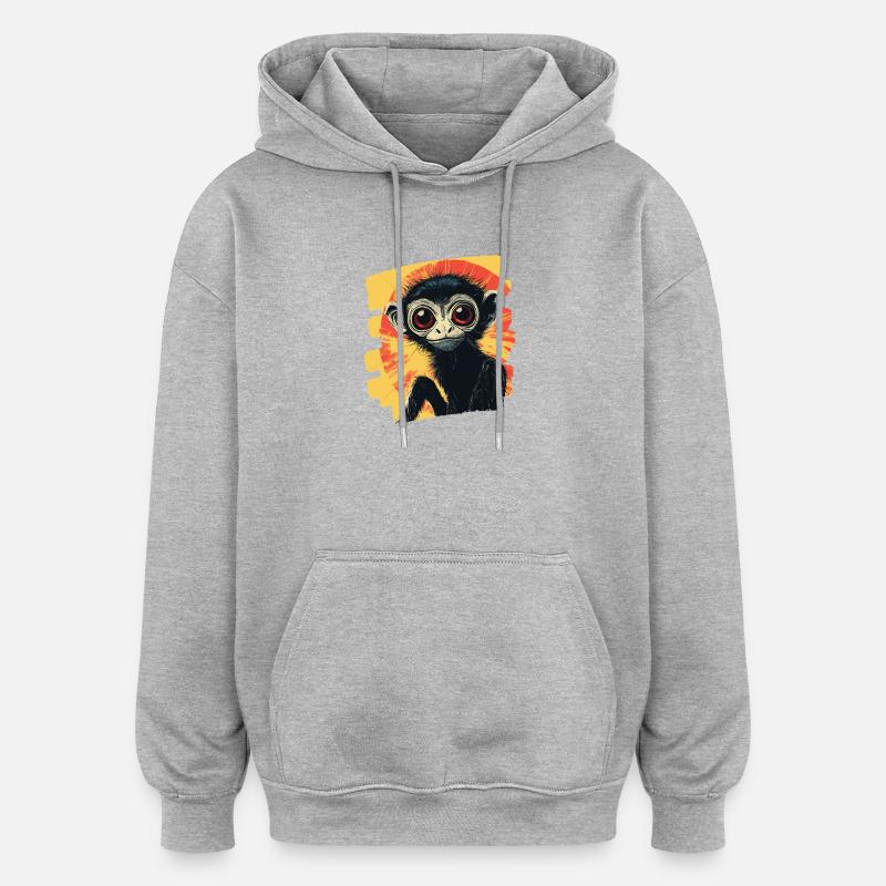 Spider Monkey Retro - Oversized Unisex Hoodie - heather grey