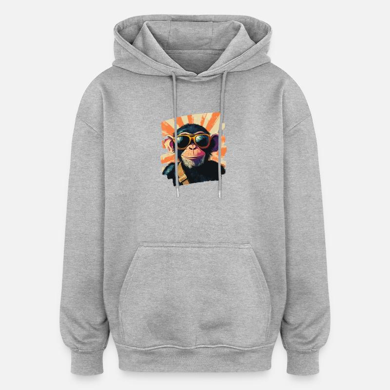 Affe - Oversized Unisex Hoodie - Grau meliert