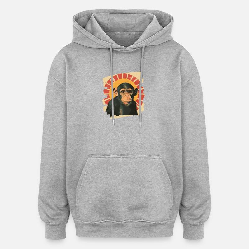 Singe Rétro - Sweat à capuche oversize unisexe - gris chiné