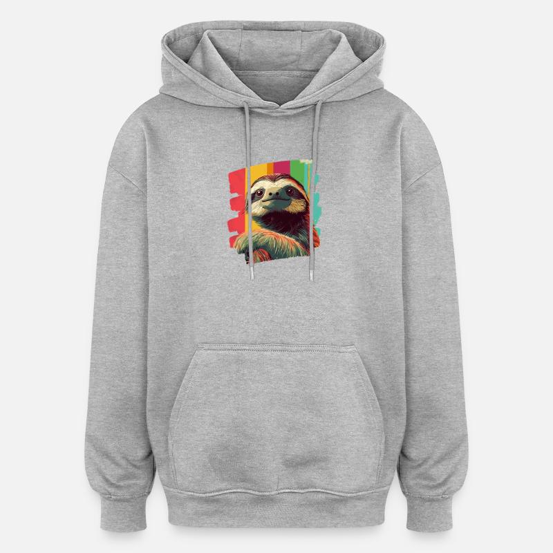 Faultier - Oversized Unisex Hoodie - Grau meliert