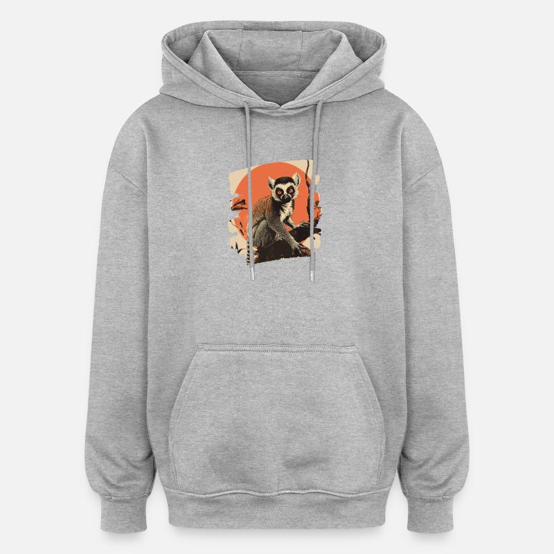 Lémurien - Sweat à capuche oversize unisexe - gris chiné