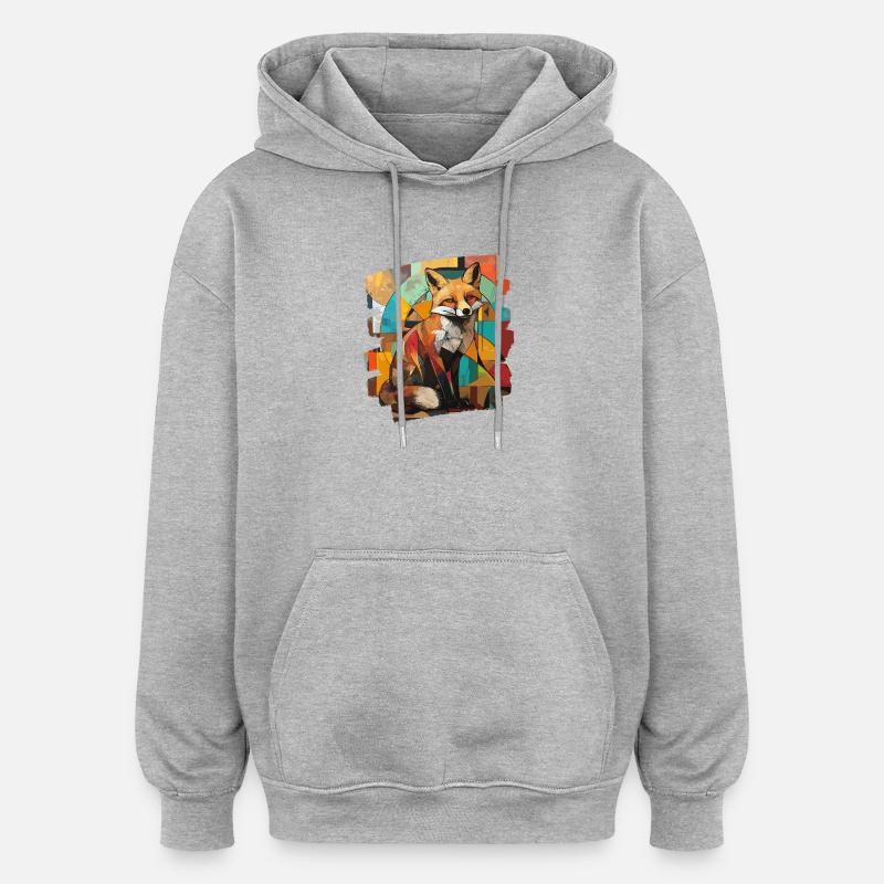 Fox - Oversized Unisex Hoodie - heather grey