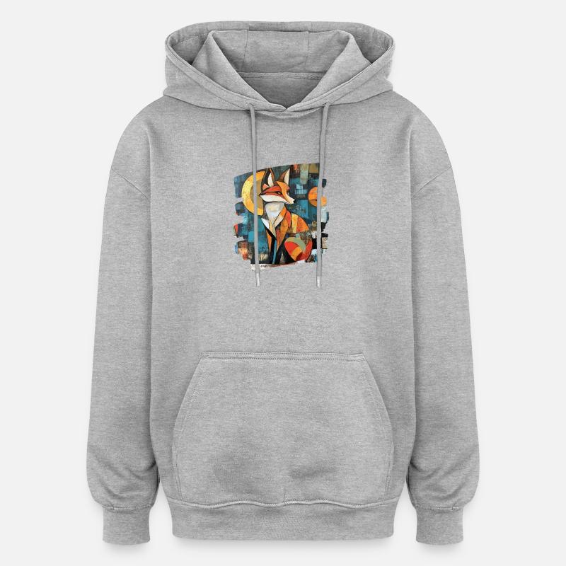 Fuchs - Oversized Unisex Hoodie - Grau meliert
