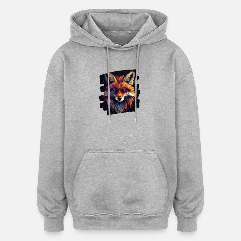 Fox - Oversized Unisex Hoodie - heather grey