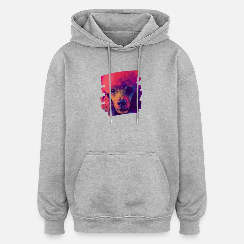 Caniche - Sweat à capuche oversize unisexe - gris chiné