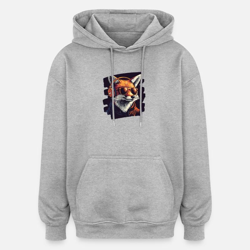 Fox - Oversized Unisex Hoodie - heather grey
