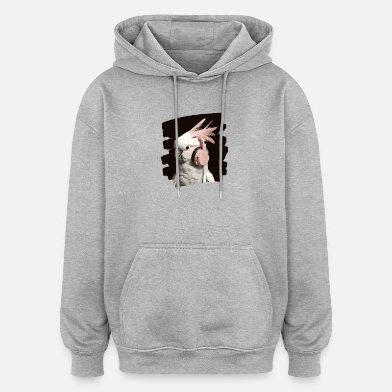 Cacatoès - Sweat à capuche oversize unisexe - gris chiné