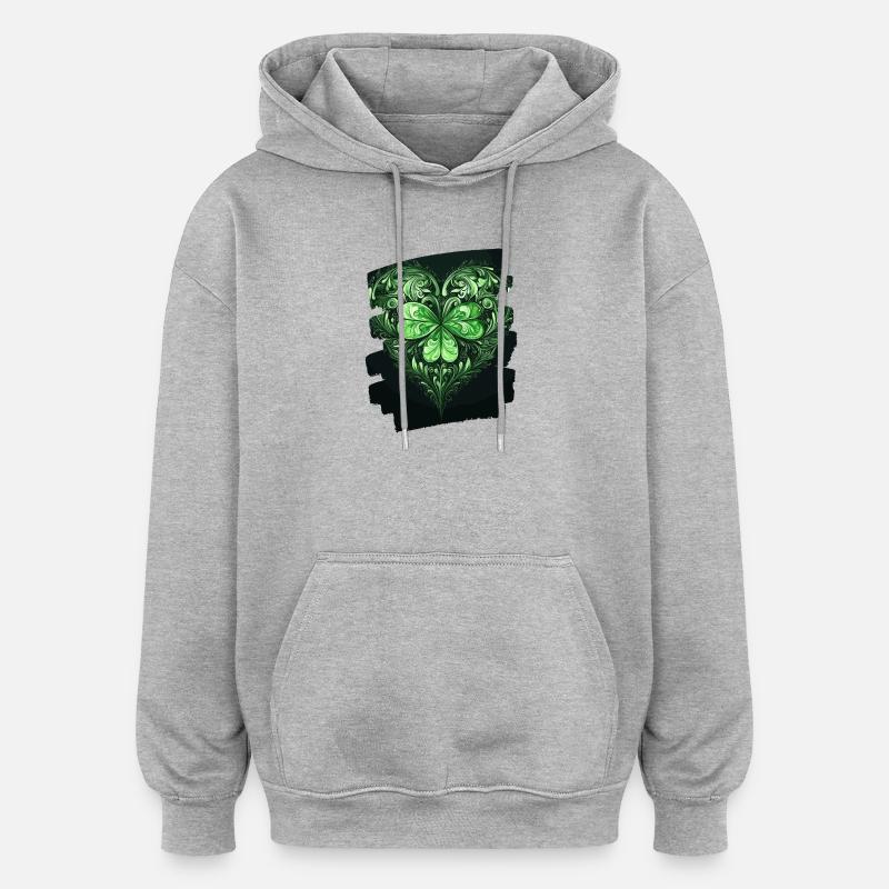 St. Patricks day Kleeblatt Herz - Oversized Unisex Hoodie - Grau meliert