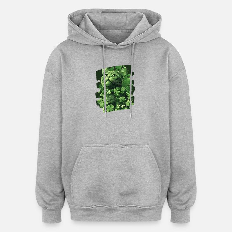 St Patricks day Katze - Oversized Unisex Hoodie - Grau meliert
