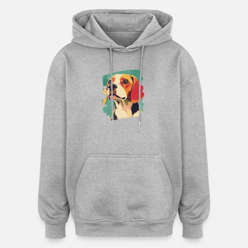 Beagle - Sweat à capuche oversize unisexe - gris chiné