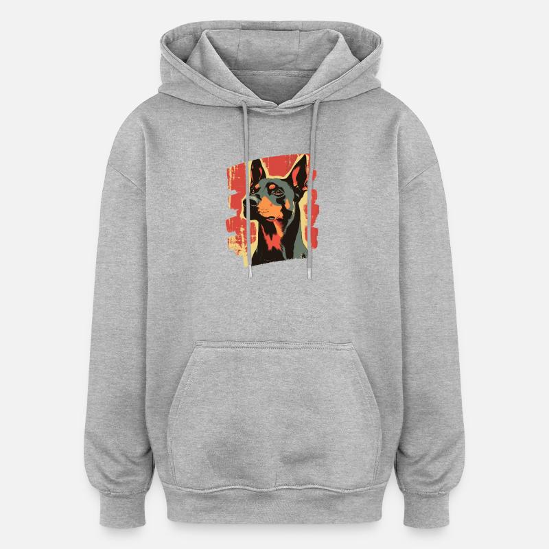 Doberman - Sweat à capuche oversize unisexe - gris chiné