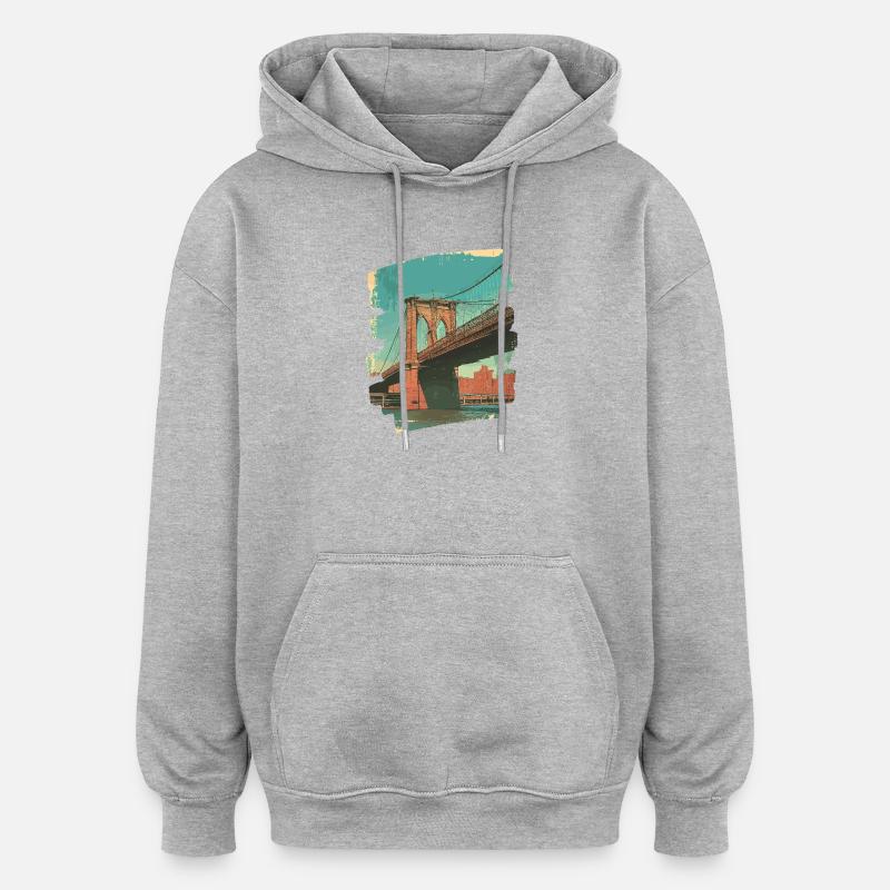 Pont de Brooklyn - Sweat à capuche oversize unisexe - gris chiné
