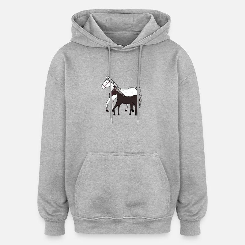 Cheval Cheval Poney - Sweat à capuche oversize unisexe - gris chiné