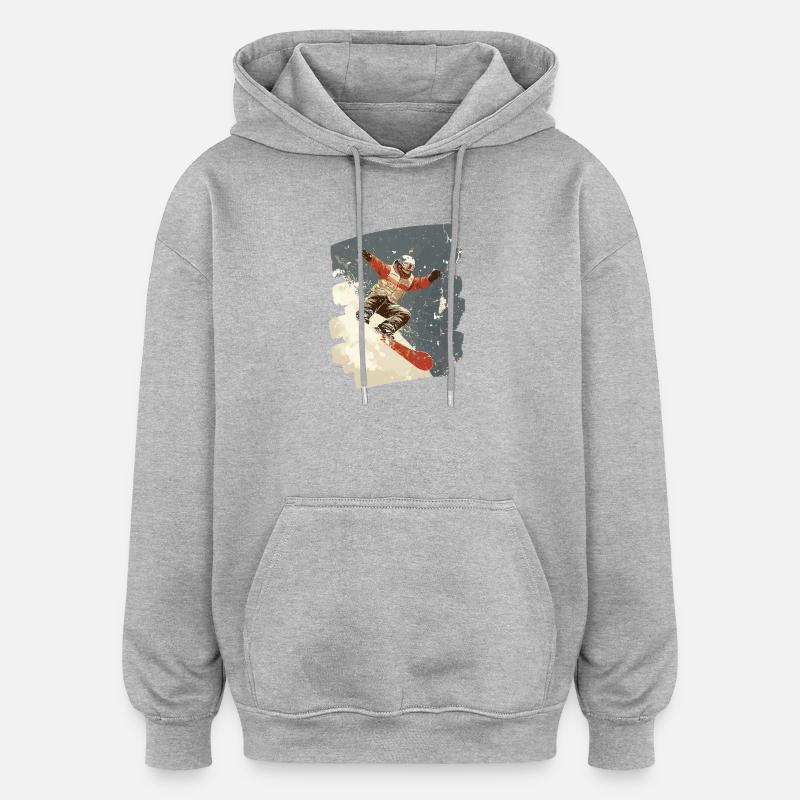 Snowboarder poudreuse - Sweat à capuche oversize unisexe - gris chiné