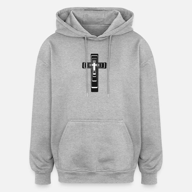 Croix Croix Jésus - Sweat à capuche oversize unisexe - gris chiné