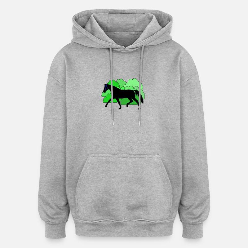 Pferd Pferde Rappe - Oversized Unisex Hoodie - Grau meliert
