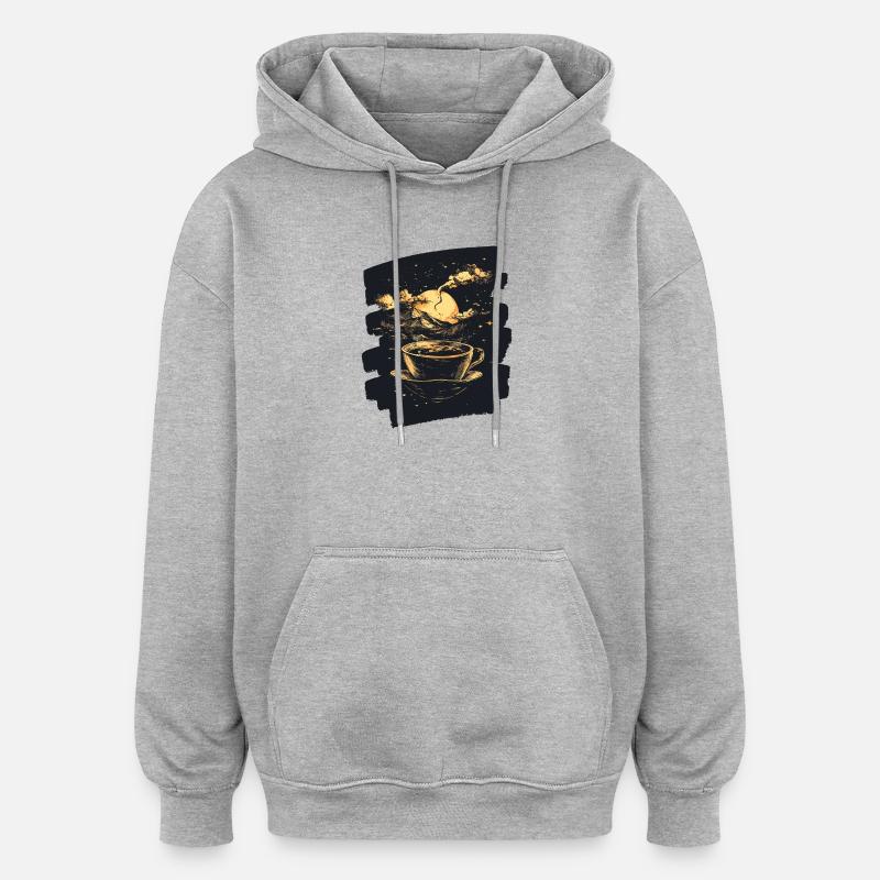 Café Café Amateurs de café - Sweat à capuche oversize unisexe - gris chiné
