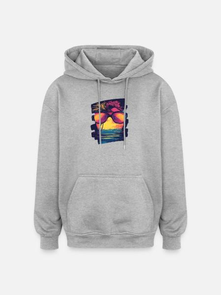 Sunglasses Summer Palm Trees - Oversized Unisex Hoodie - heather grey