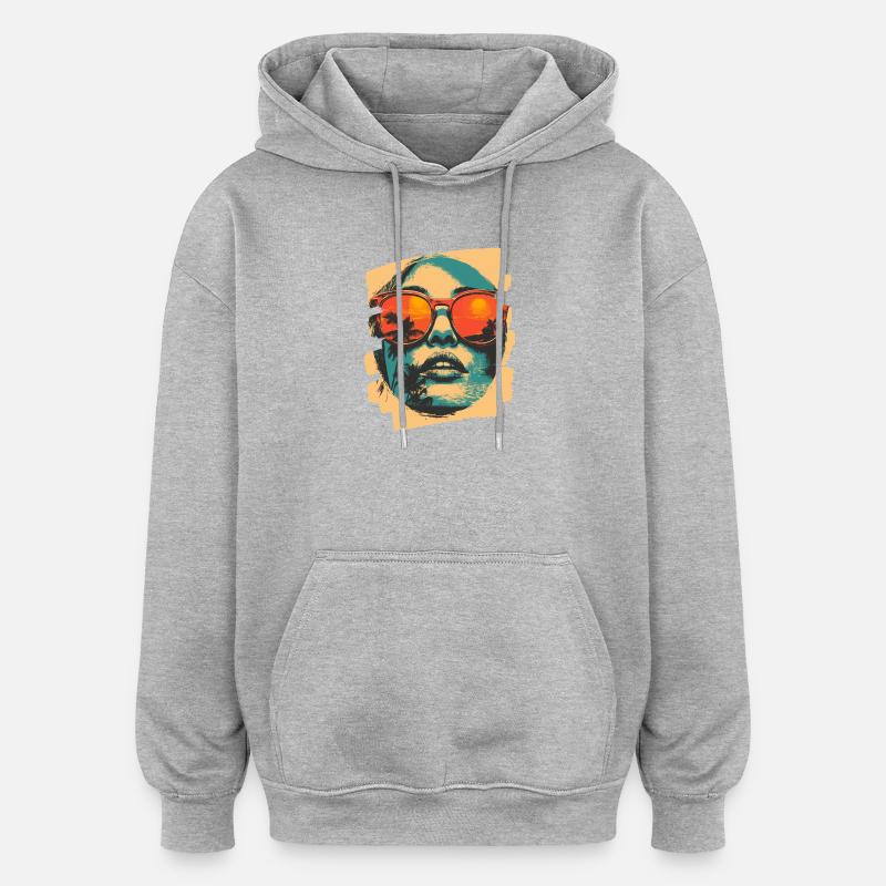 Lunettes de soleil Palmiers d’été - Sweat à capuche oversize unisexe - gris chiné