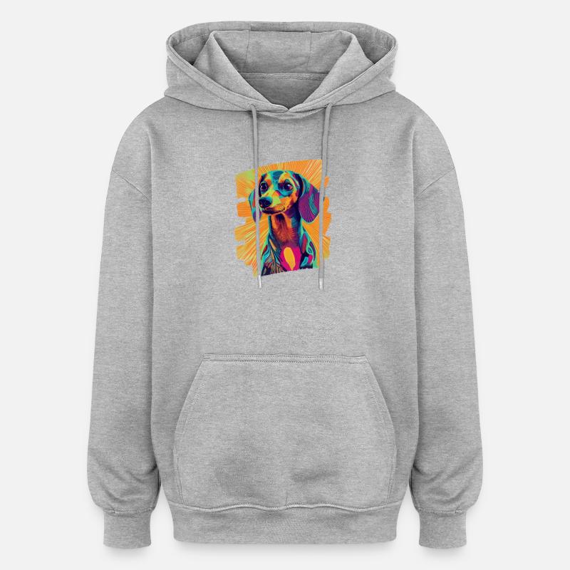 Teckel Dackel - Sweat à capuche oversize unisexe - gris chiné