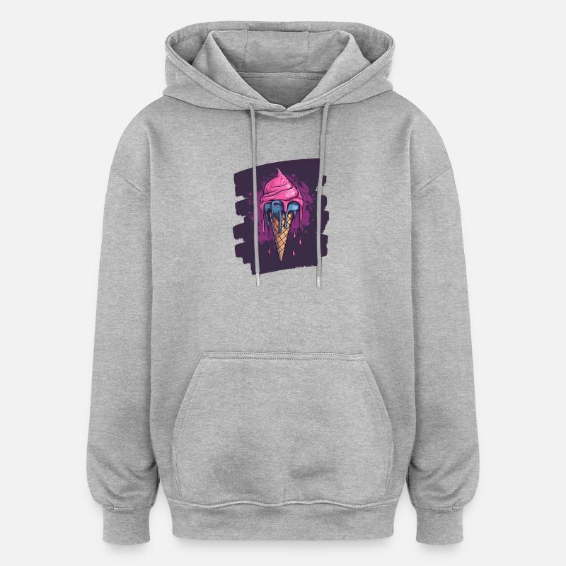 Crème glacée Crème glacée - Sweat à capuche oversize unisexe - gris chiné