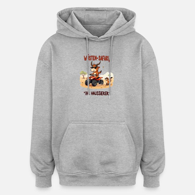 Déserts - Taureau - Sweat à capuche oversize unisexe - gris chiné