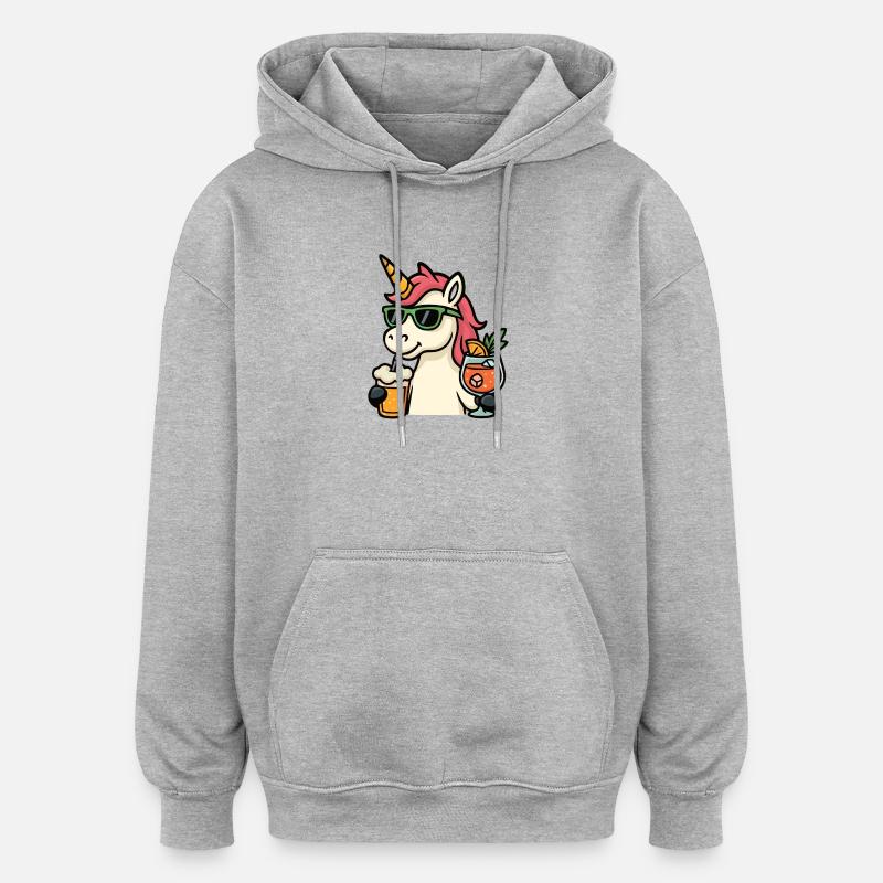 Party Unicorn Drinks - Oversized Unisex Hoodie - heather grey