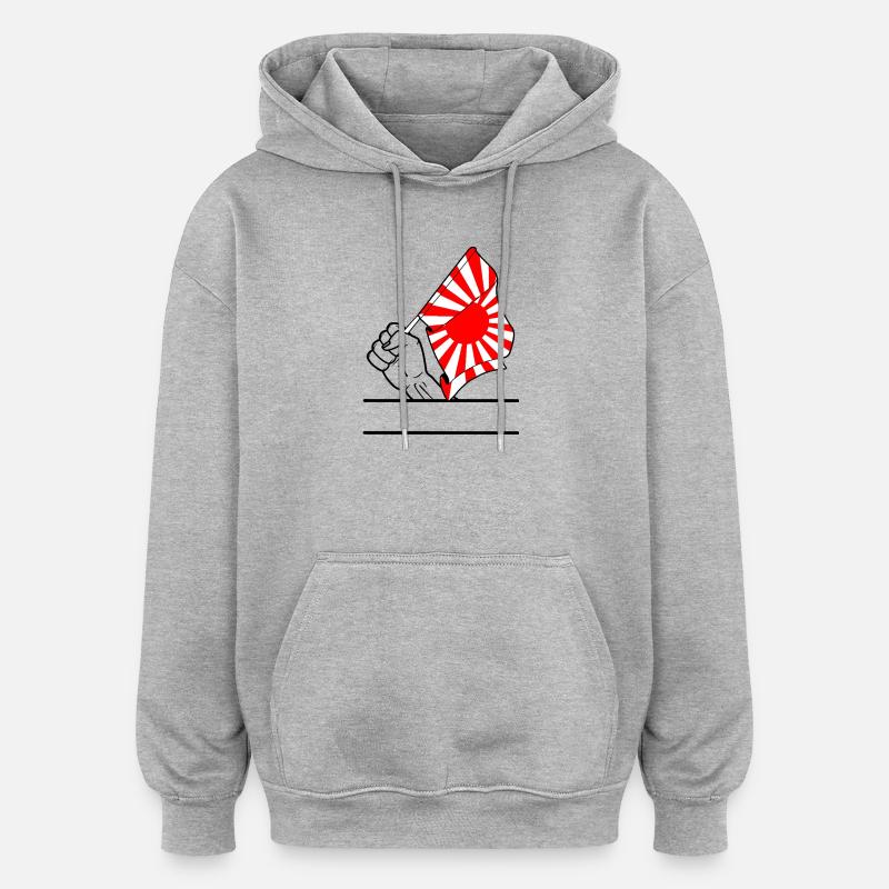 Faust mit aufgehender Sonne Flagge 2 - Oversized Unisex Hoodie - Grau meliert